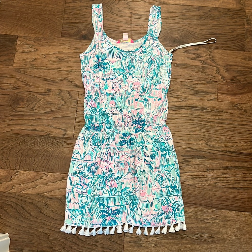 Lilly Pulitzer Blue and Pink Tropical Romper
